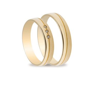 Βέρες Σετ Χρυσές Λουστράτες και Σαγρέ με Ζιργκόν MASCHIO FEMMINA TMF-26 - themelidisjewels